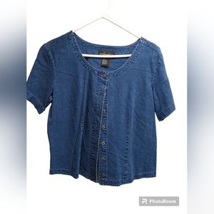 Requirements Blue Jean Denim Blouse Size M